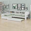 Wood L-Shaped Platform Bed With Trundle And A Drawer-1173727111