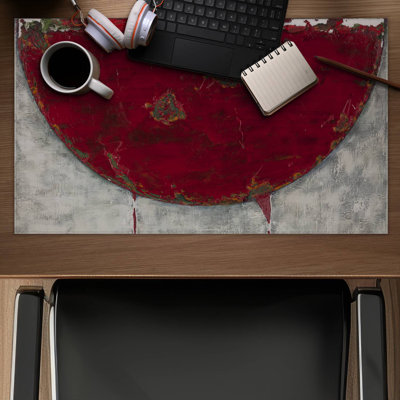 Red half circle - 14.00"x24.25" Desk mat