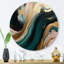 Or et vert marbré Euphoria III - art mural rond en marbre abstrait-88627907