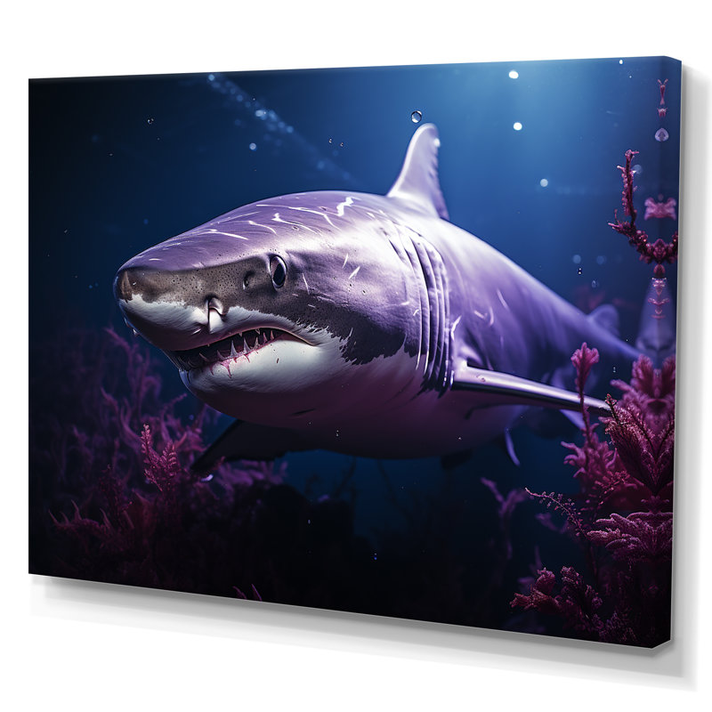 " Oceans Purple Ghost Shark Photography ", 16" H x 32" W x 1" D, Wrapped Canvas
