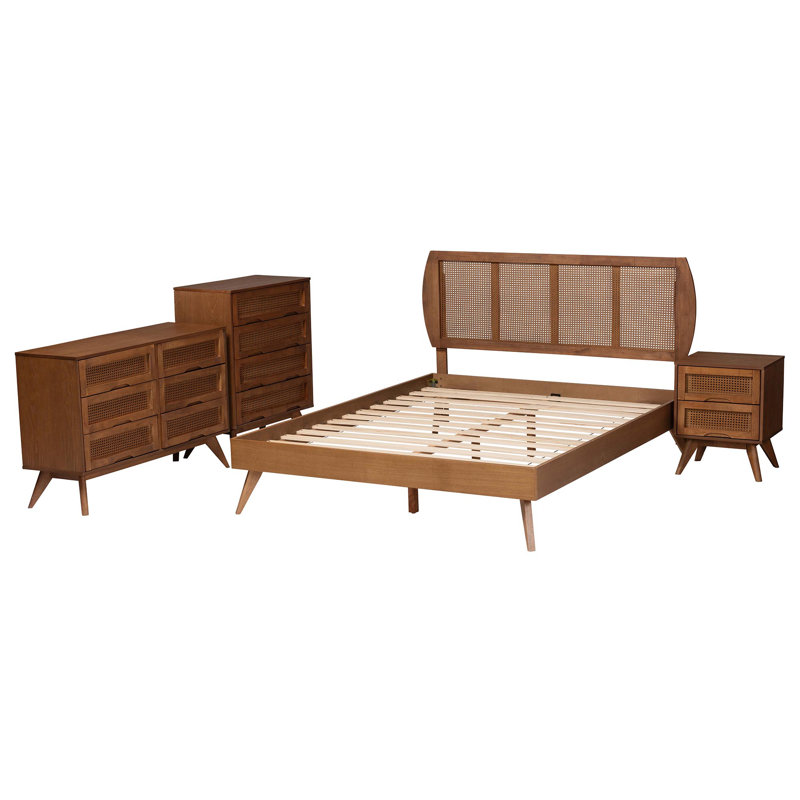 Ensemble de chambre à coucher 4 pièces Baxton Studio Asami, Double