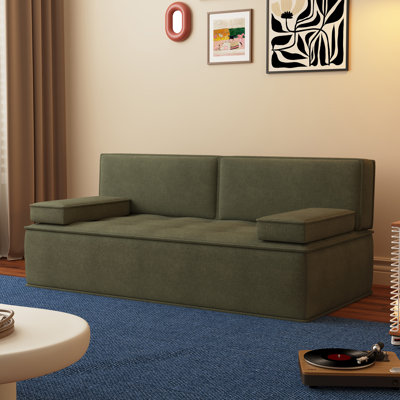 Canapé-lit 79 po en tissu multifonctionnel, canapé-lit convertible avec coussin de soutien en mousse pour appartement et studio