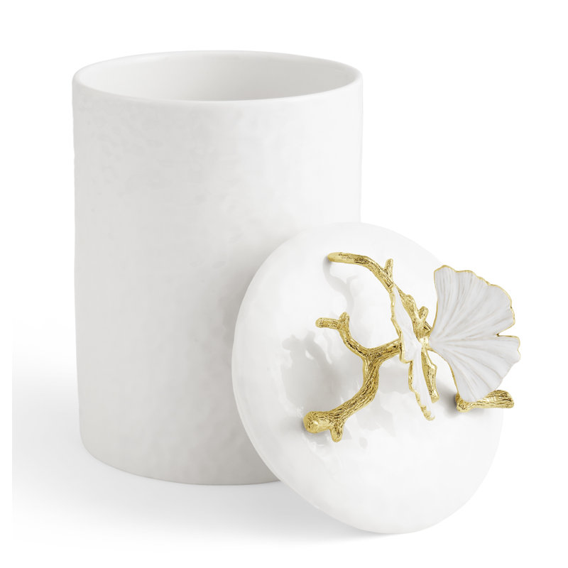 Butterfly Ginkgo Gold Porcelain Canister, 35 oz