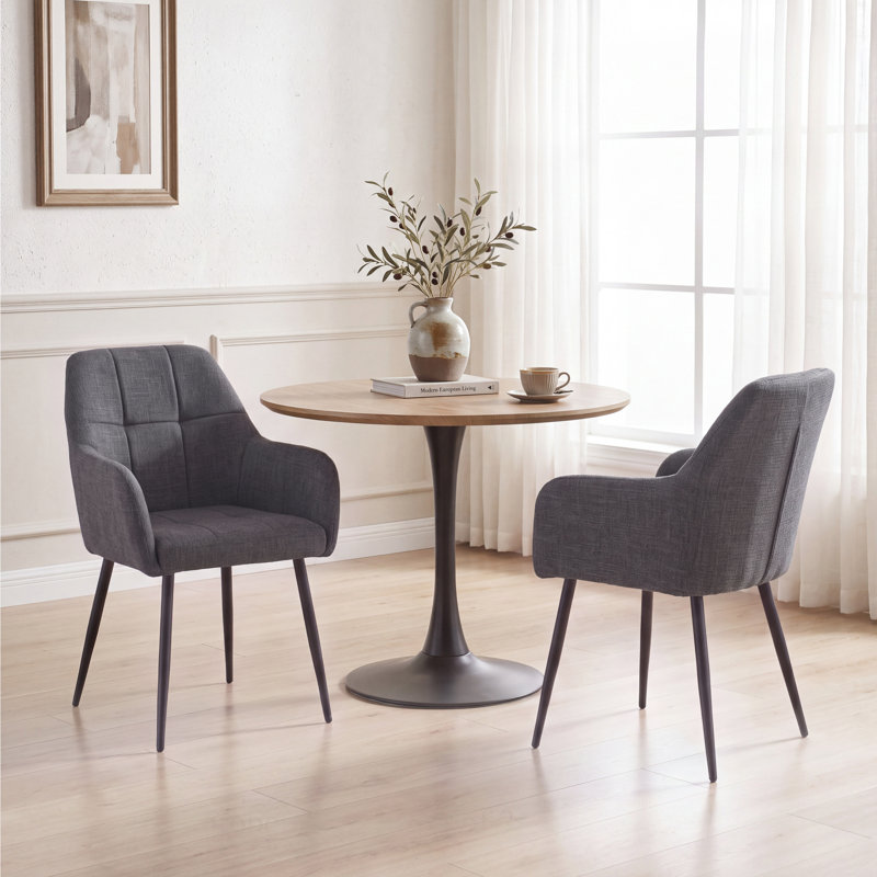Chenille Fabric Dining Chair, Dark Grey