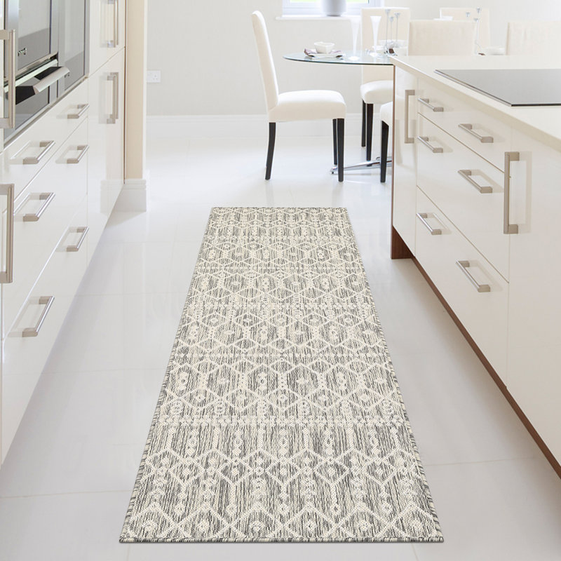 Tapis marocain intérieur / extérieur tissé épais texturé pour patio, Rectangle 2 pi x 3 pi