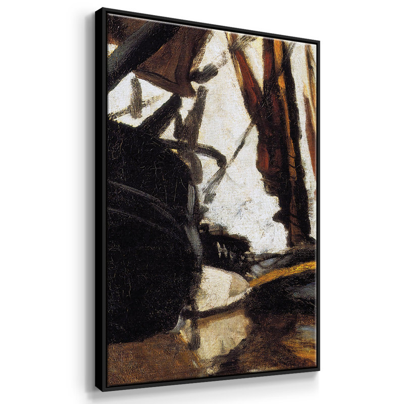 Ensemble de 3 bateaux de pêche (étude), 1866, encadré sur toile, H 36 po x l 75 po x P 2 po, Cadre noir