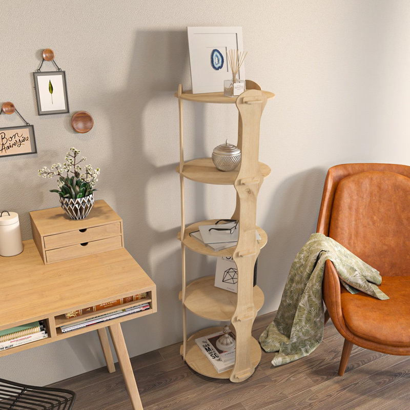 Bibliothèque moderne en chêne, 54,3 x 15,4 x 15,4 pouces | 100% panneau de particules enduit de mélamine, épaisseur: 0,3 pouce | Design beige élégant et élégant pour la maison ou le bureau, solution de rangement durable et fonctionnelle