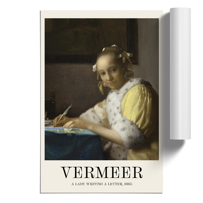 A Lady Writing A Letter by Johannes Vermeer - No Frame Painting, 30cm H x 21cm W x 0.1cm D