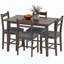 Ensemble de salle à manger 5 pièces en bois massif pour 4 personnes, table de cuisine de style campagnard avec chaises rembourrées pour petits espaces, salle à manger, coin repas