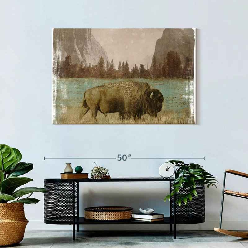 Bison dans le parc, H 30 po x l 45 po