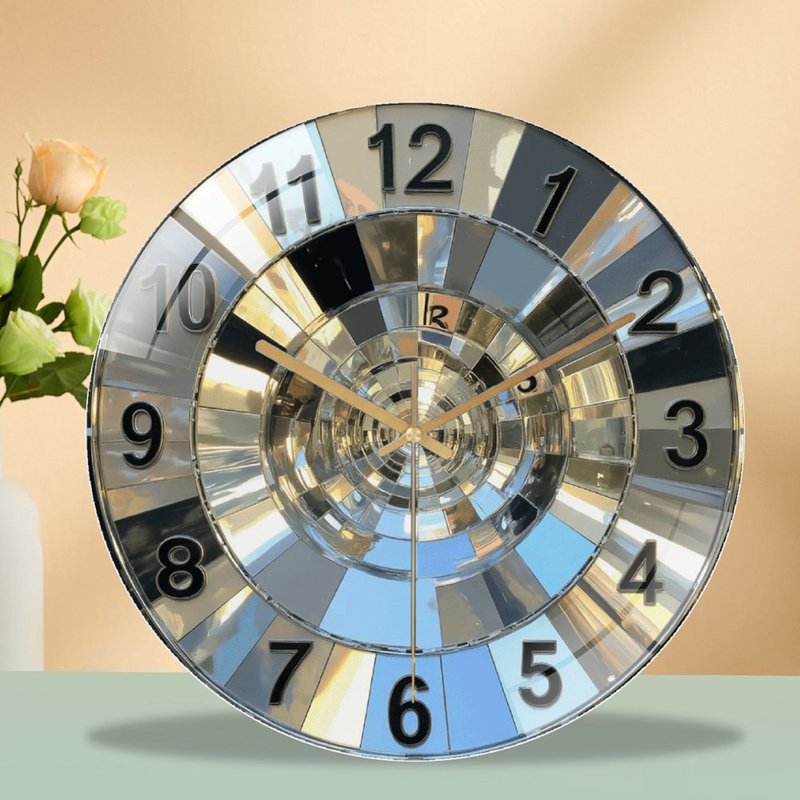 Modern Decorative Mirror Wall Clock Unique Design Art - 12'' Modern Glass Wall Clock
