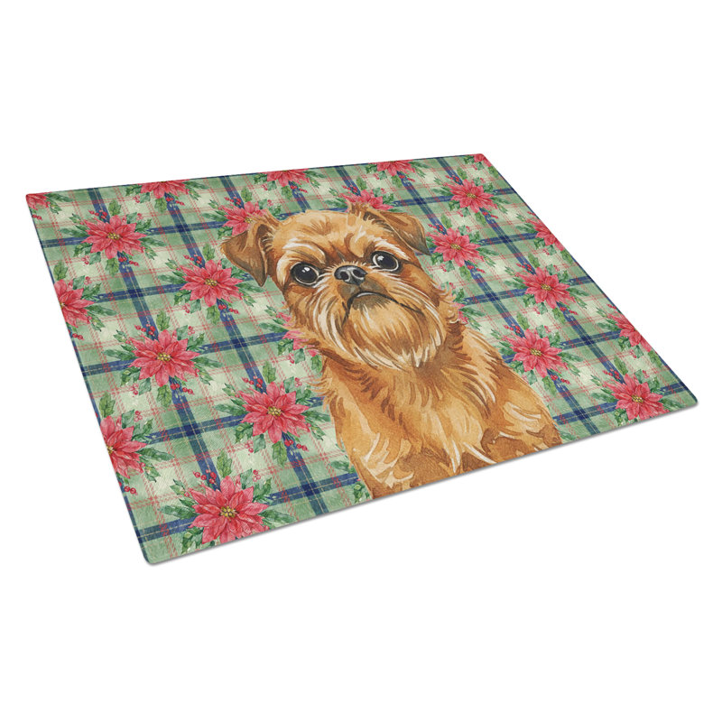 Planche à découper en verre Belge Brussels Griffon Christmas PoinsettIas