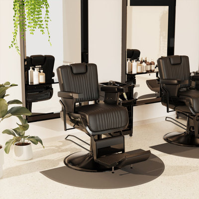 Comfortable Barber Chair, Vintage Barber Chair, Reclining Barber Chair With Comfortable Seat Cushion, Heavy-Duty Hydraulic Tattoo Chair With Removable Headrest, Black Barber Chair For Home