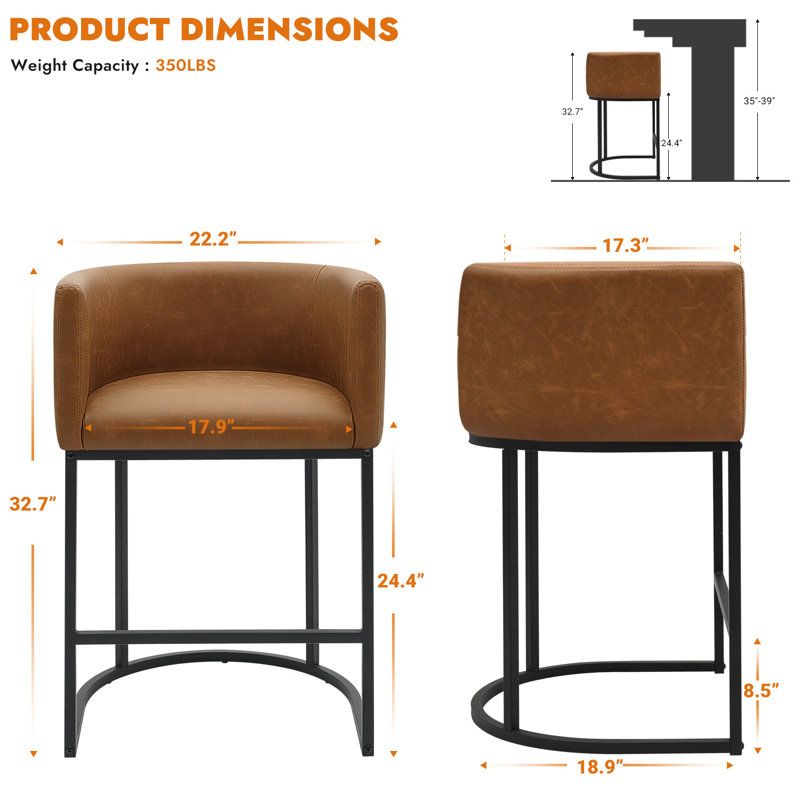 Ensemble de 4 tabourets de bar comptoir en cuir Pu, Noyer