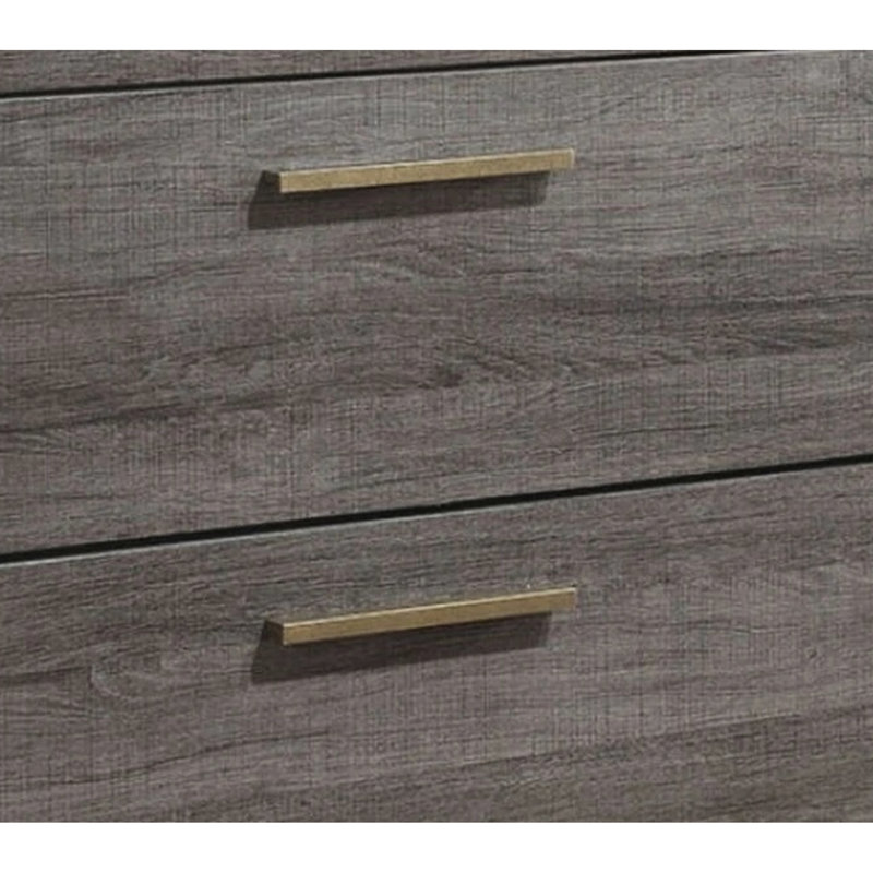 Table de chevet Contemporary 2 avec finition grise pour l'intérieur de chambre à coucher moderne en anglais bicolore