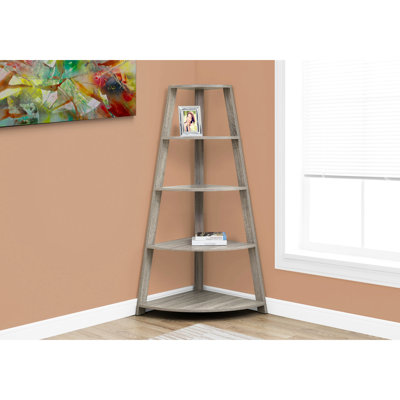 60"H Bookcase , Brown Laminate, Modern For Hallway, Office Organization 4 Tier Bookcase, With Contemporary Den, Bedroom Display
