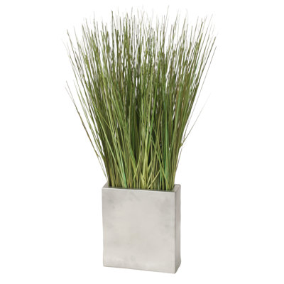 8'' Faux Foliage Grass in Metal Planter