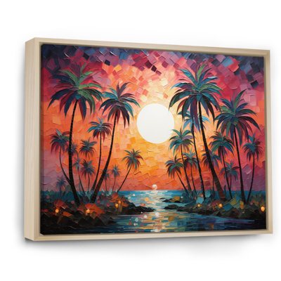 «Orange Orange Palm Trees», reproduction abstraite sur toile