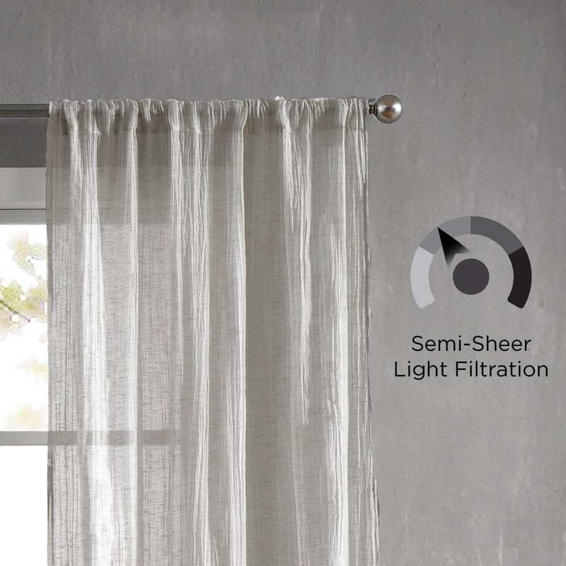 Solid Semi-Sheer Curtain Panels, Natural, 50" W x 108" H