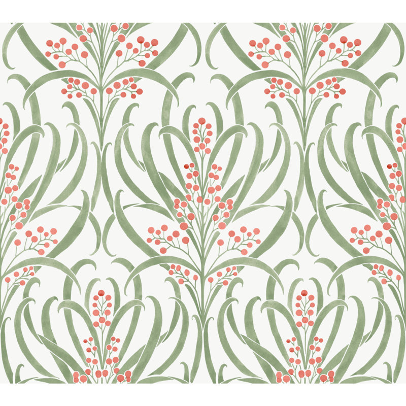 Rouleau de papier peint L 27 pi x l 27 po Calluna Arts and Crafts, Blanc / baie