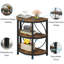 Table de bout industrielle 23,62 po à 3 niveaux demi-lune - Table d'appoint en bois brun rustique et métal noir avec tablettes de rangement - Table d'appoint demi-cercle peu encombrante