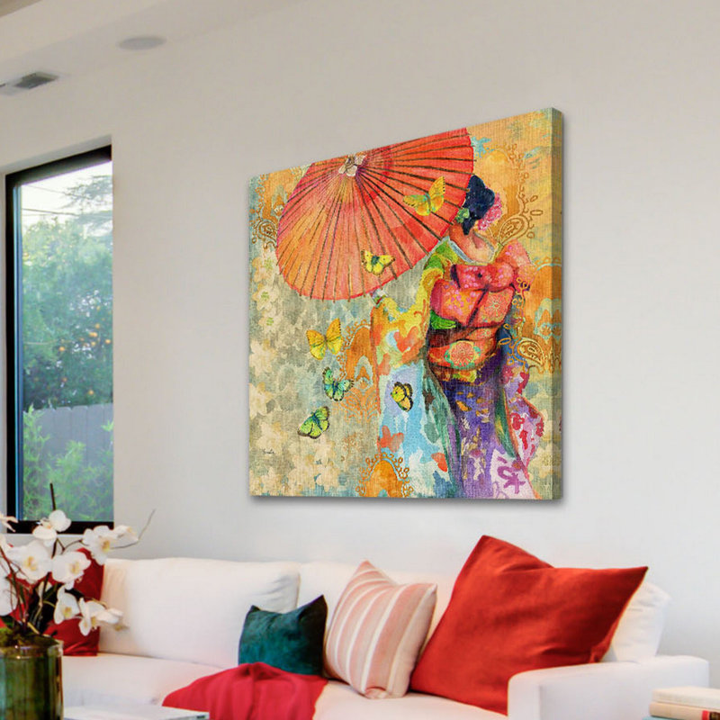 Umbrella Butterflies by Evelia - Wrapped Canvas Print, 45cm H x 45cm W