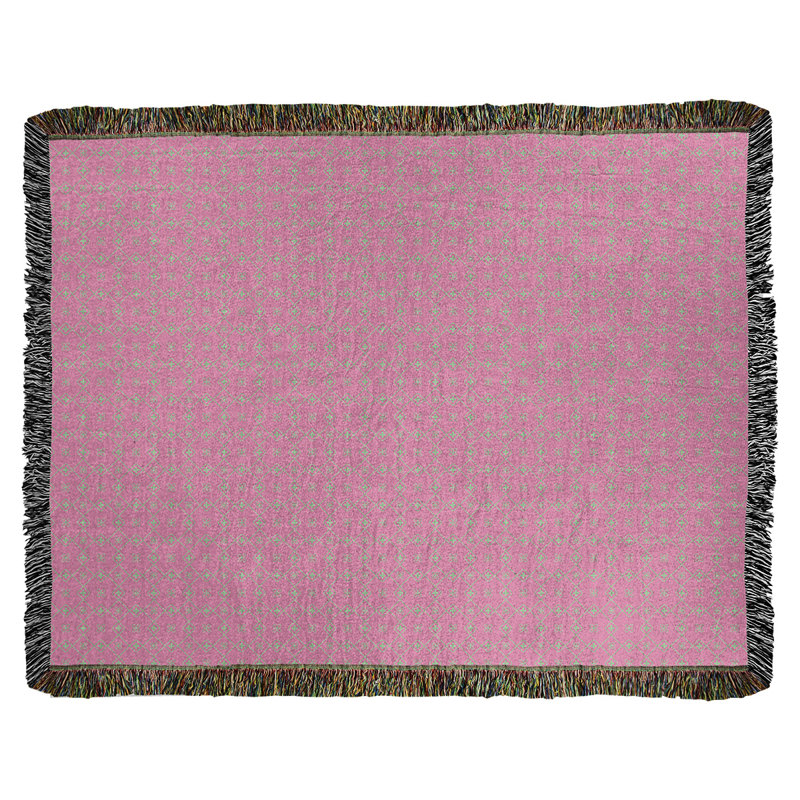 Couverture en coton tissé Katelyn Elizabeth, l 50 po x L 60 po, Rose / Vert