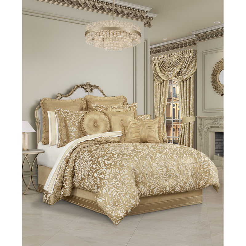 Aurelia King Ivory and Gold Embroidered Comforter Set