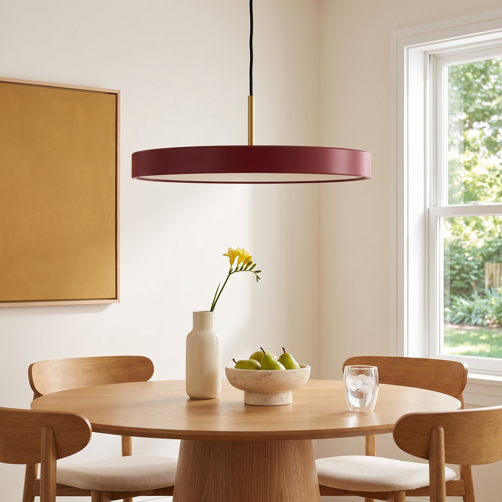 Ivan Single Light Metal Dimmable LED Pendant, Garnet