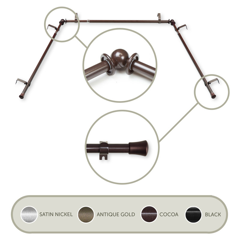 5/8" Bay Window Curtain Rod