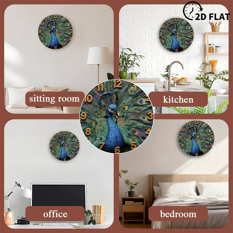 Horloge paon avec plumes déployées