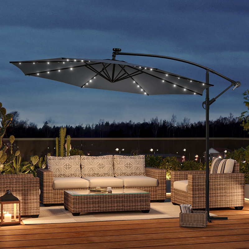 3M Cantilever Parasol with LED Light, Black