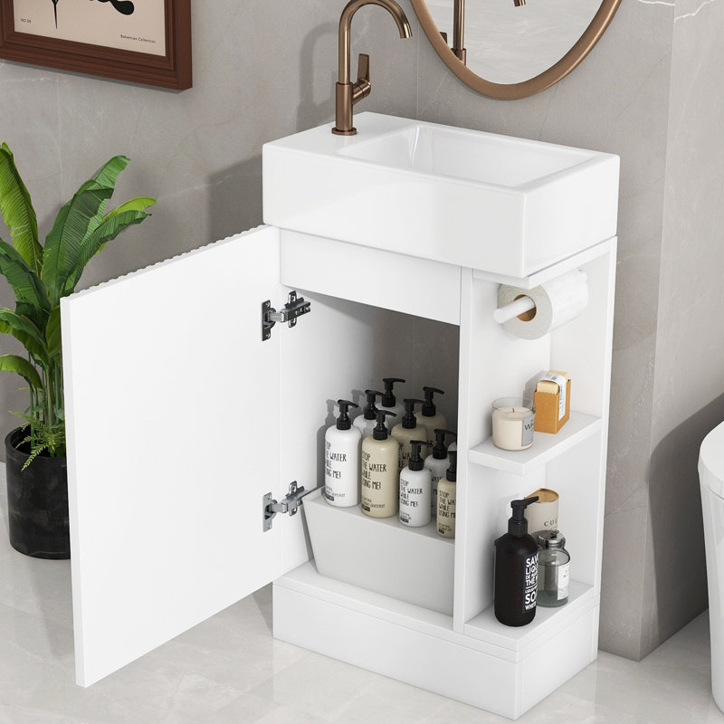 Meuble-lavabo avec lavabo, meuble-lavabo avec tablette réversible à deux niveaux