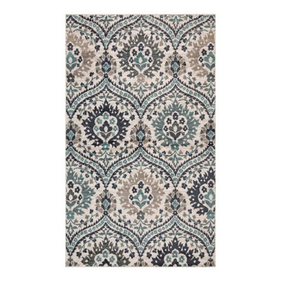 Tapis de couloir à médaillon ivoire et gris 10 pi Lyllia