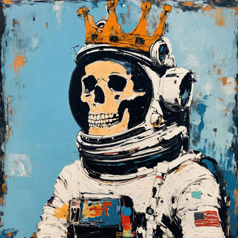 Spaceman 5- Homage-Basquiat, estampe numérique sur toile tendue avec châssis, H 15 po x l 15 po