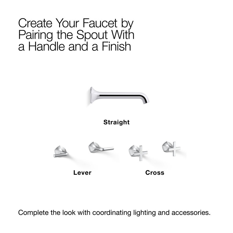 Occasion Sink Spout with Straight Design Wall Mount Bathroom Faucet with Drain Assembly, Vibrant Titanium