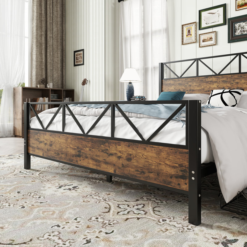 Metal Bed With 2 Drawers Industrial Style, Double (4'6)