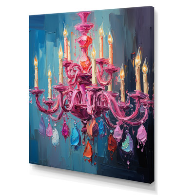 Pink Pop Art Chandelier Glamour - Chandelier Wall Art