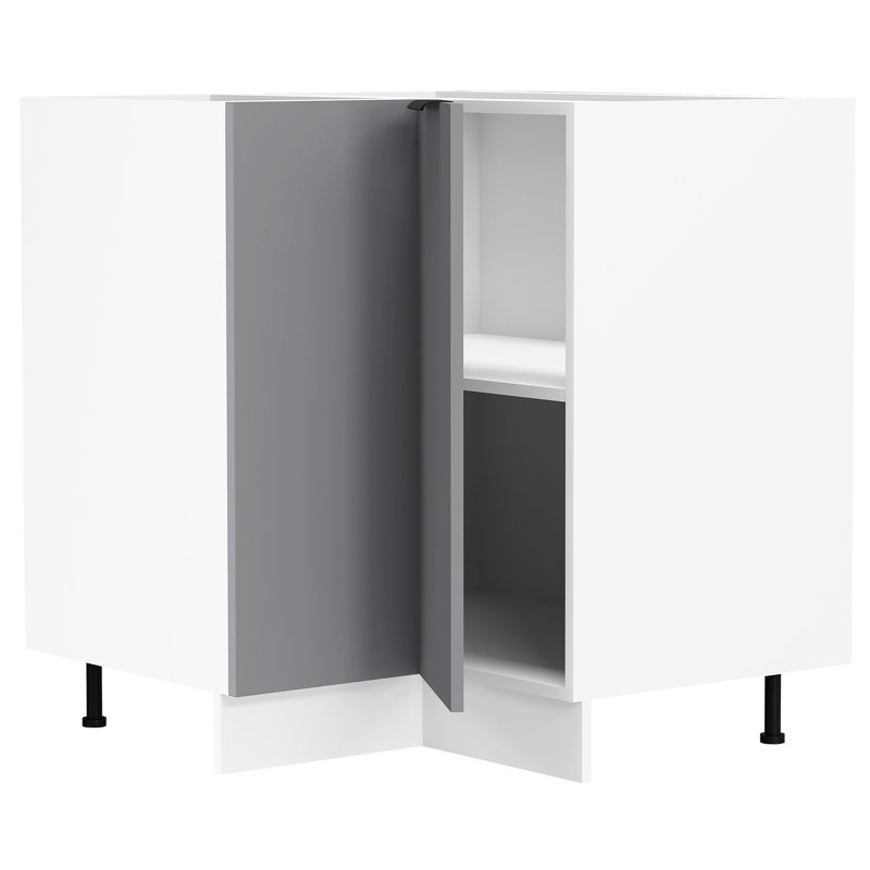 Serren 93Cm H x 76Cm W x 76Cm D Manufactured Wood Corner Base Cabinet, White/Anthracite
