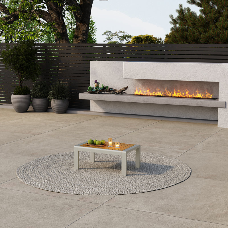 Table basse d'extérieur pour patio avec structure entièrement en aluminium
