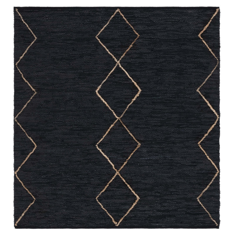 Tapis en cuir / jute / coton tissé à la main Anaisa, Carré 6 pi