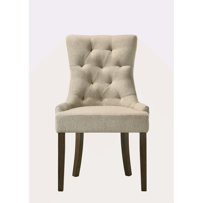 Ensemble de 2 chaises d'appoint en tissu beige et finition chêne vieilli