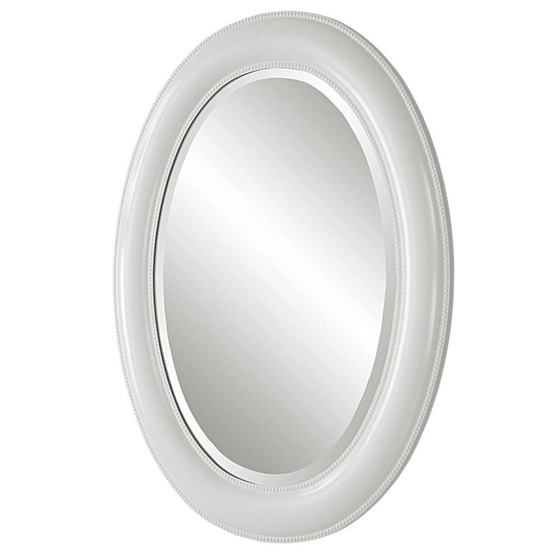  Miroir mural décoratif décoratif ovale blanc H 29,25 po pour décoration de meuble-lavabo