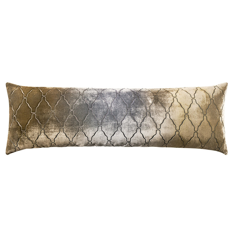 Velvet Lumbar Pillow Cover & Insert, Rectangle 14"H x 40"W, Nickel