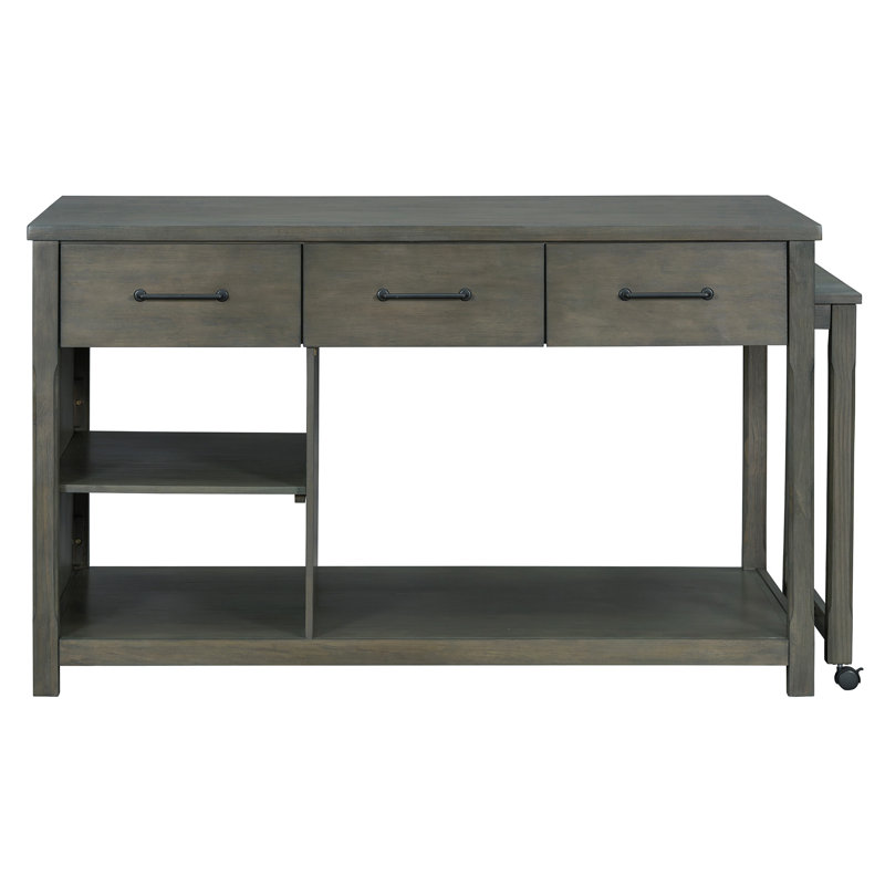 TREXM Extendable Kitchen Island With Storage, Gray