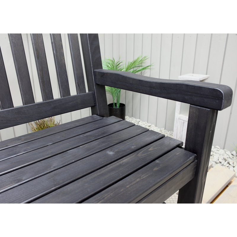 Olwanda Solid Wood Pine Outdoor Bench, Dark Coffee
