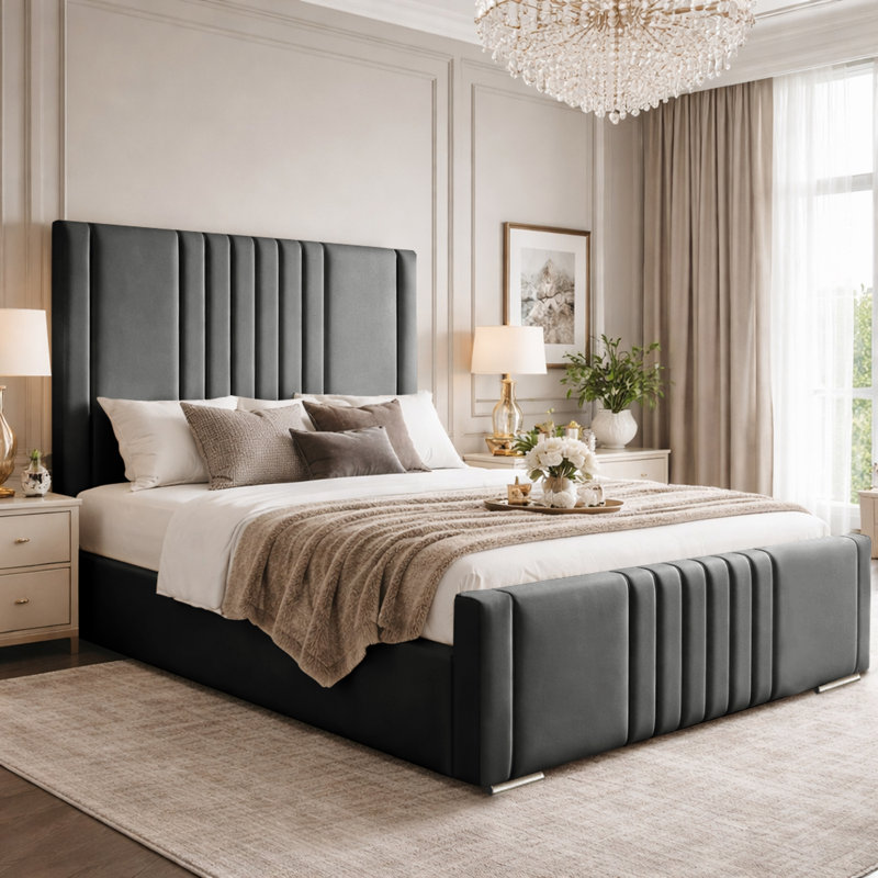 Upholstered Bed, Small Double (4'), Asphalt