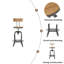 Tabourets de bar pivotants à hauteur réglable