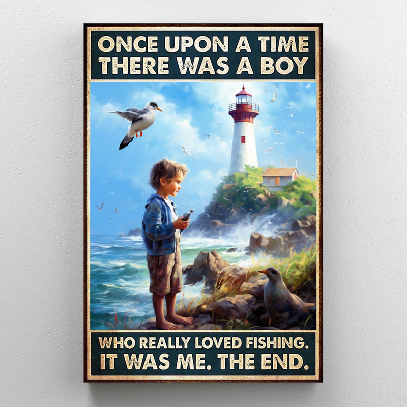 Jasilyn A Boy Lived Fishing - 1 pièce, reproduction d'art graphique sur toile tendue, H 14 po x l 11 po x P 1,25 po