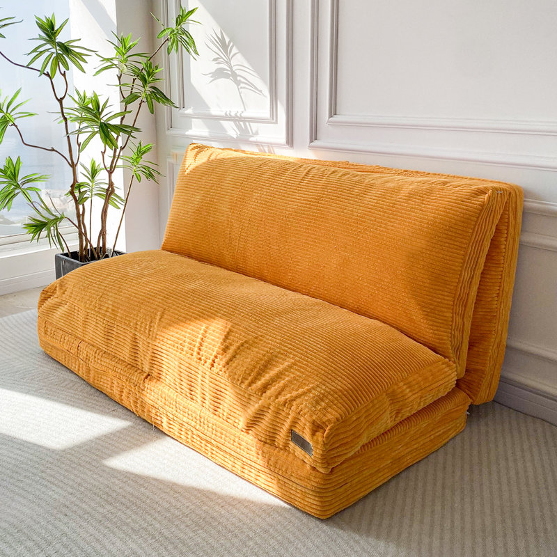 Canapé-lit Holly-Madison, Velours côtelé orange, H 4,7 po x l 54 po x P 95 po